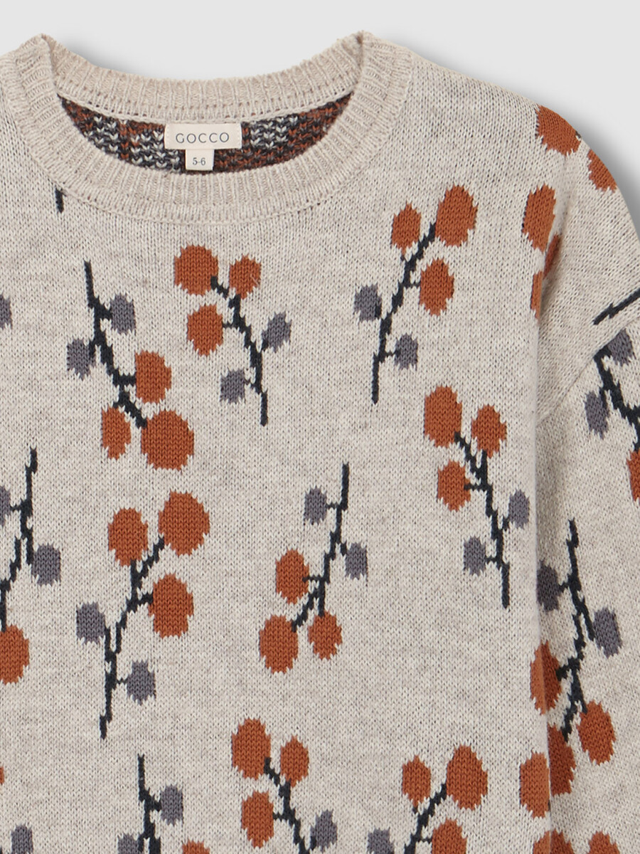 Jersey Con Detalles En Intarsia Gris Medio Melange