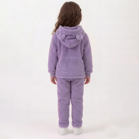 Pijama Para Niños Canguro Y Pantalón Plush Infantil Violeta