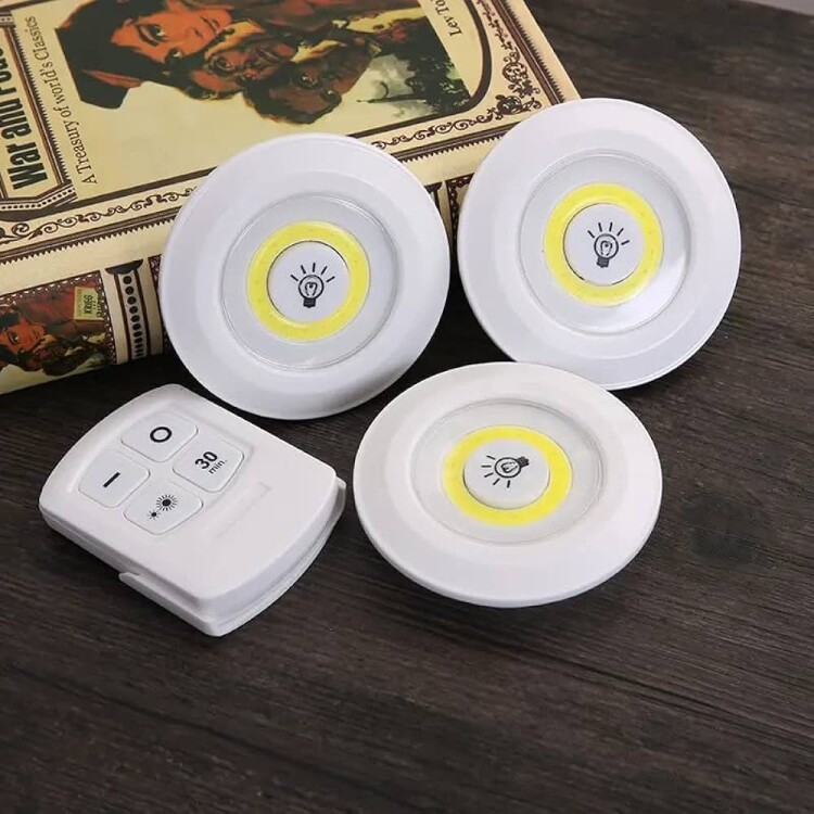 Set de Luces Lámparas Led inalámbricas adhesivas con Control Blanco