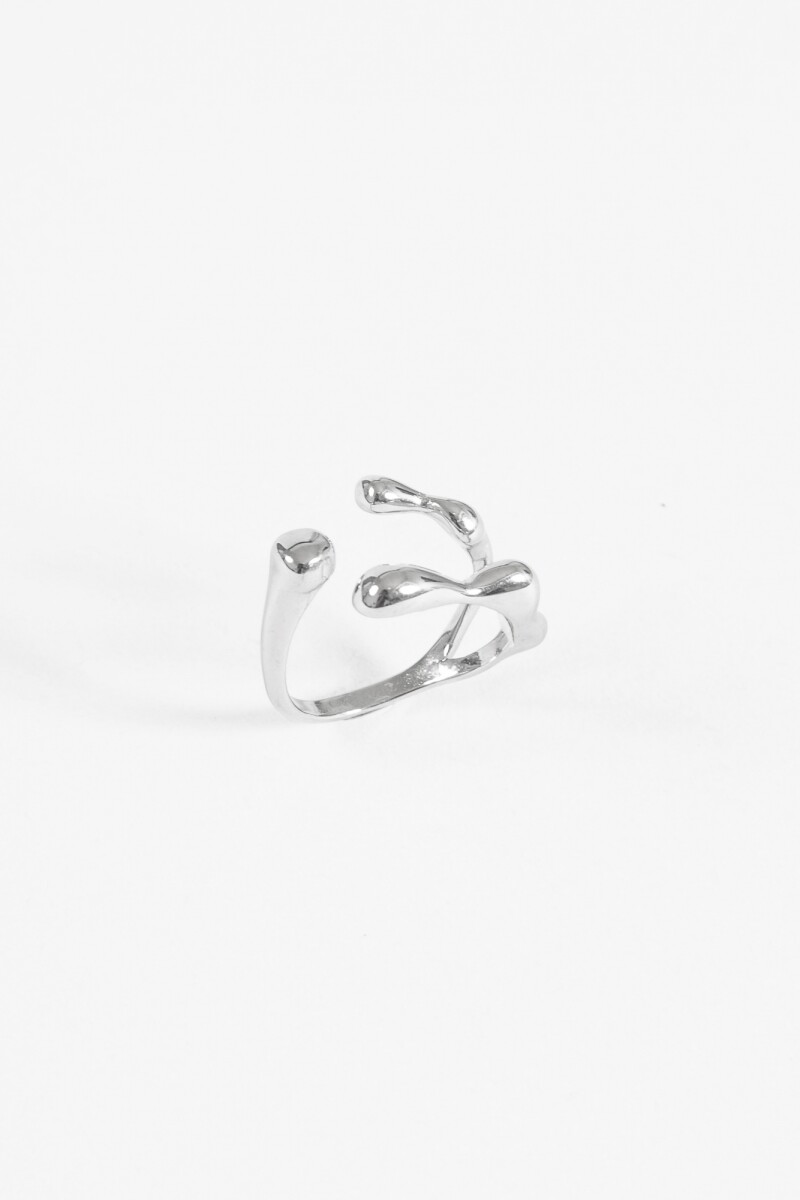 Anillo acero ajustable gota plateado