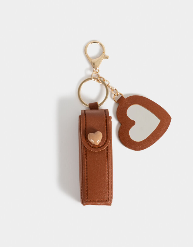 Llavero PU Llavero Y Charm Portalabial "girly Coffee Era" - Marron Medio