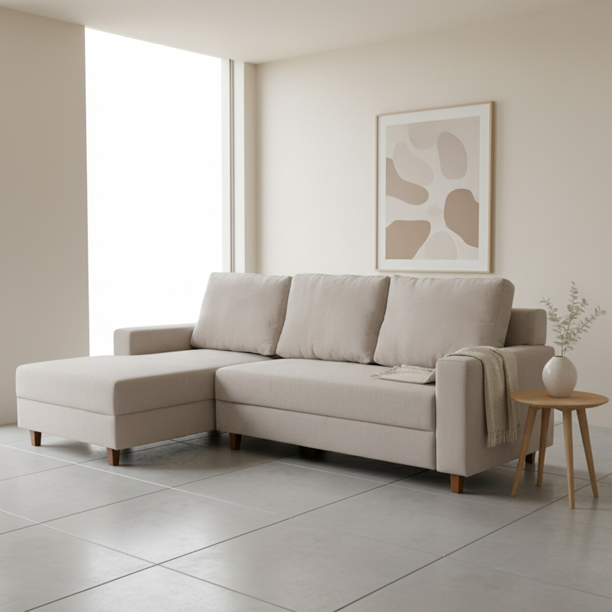 Rinconera Lucci - Tela Microfibra - Chaise izquierdo - Berlin 02 (Beige) 