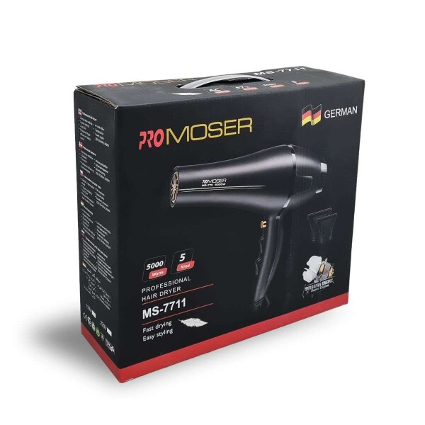 Secador De Pelo Pro Moser 5000W 2 Velocidades 3 Temperaturas Variante Color Negro