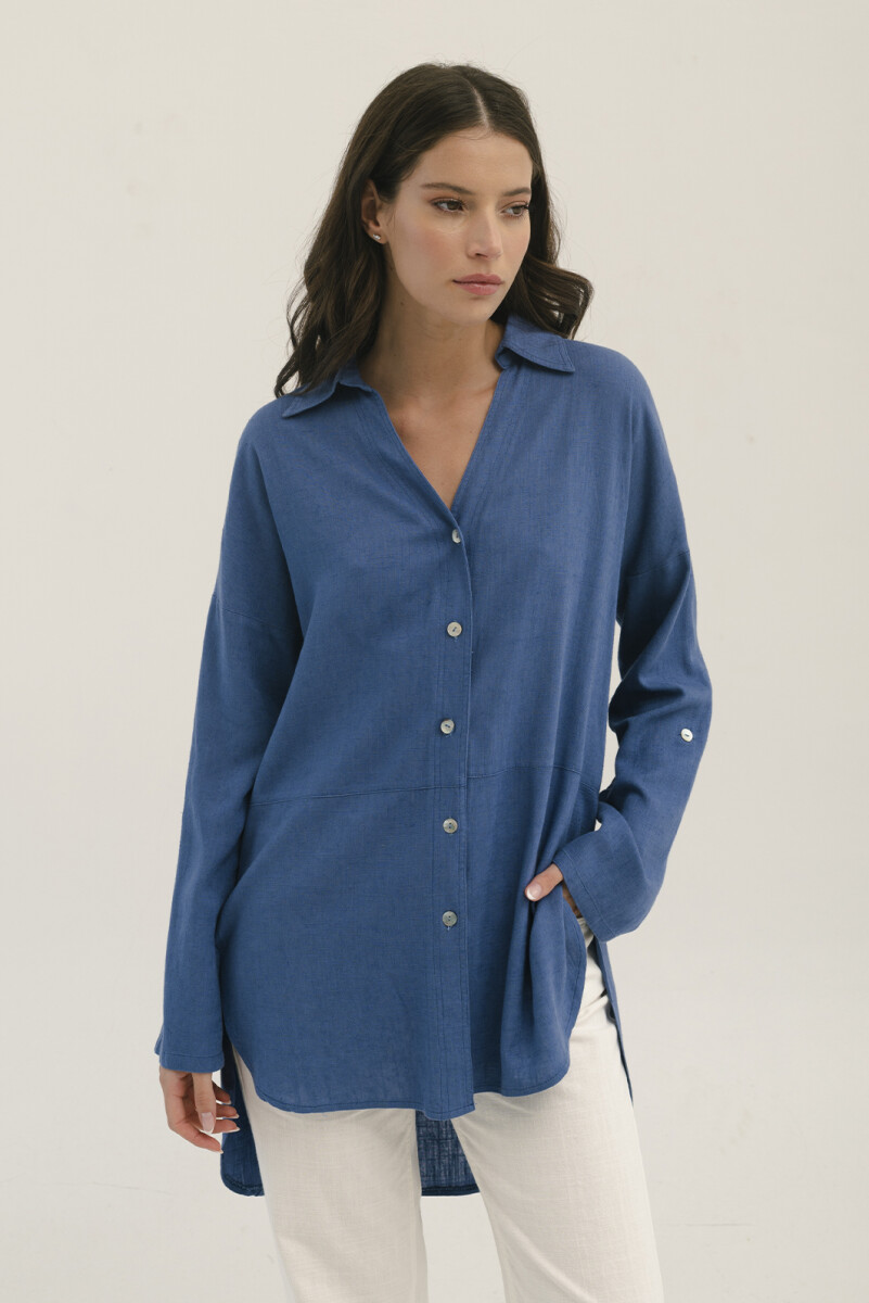 CAMISA LINO LARA - AZUL 