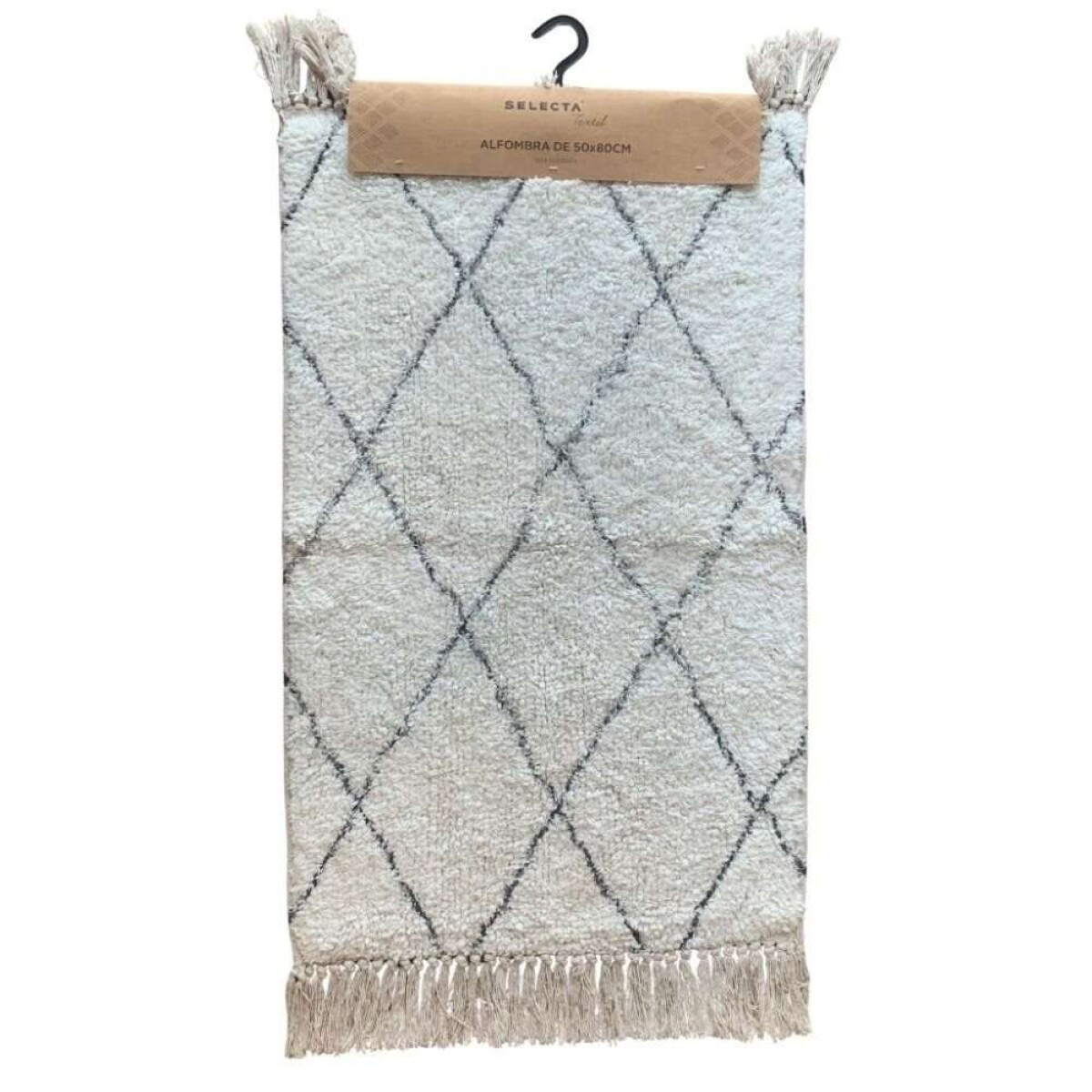 Alfombra 50X80Cm Rombos - Blanco Y Negro 