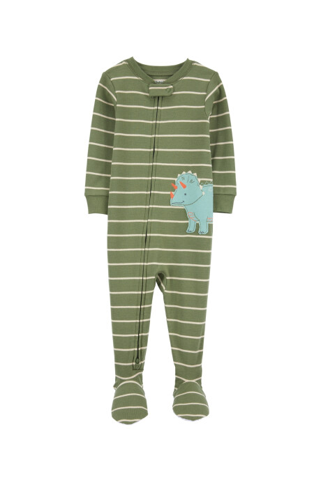 Pijama una pieza de algodón, con pie, estampa dino Sin color
