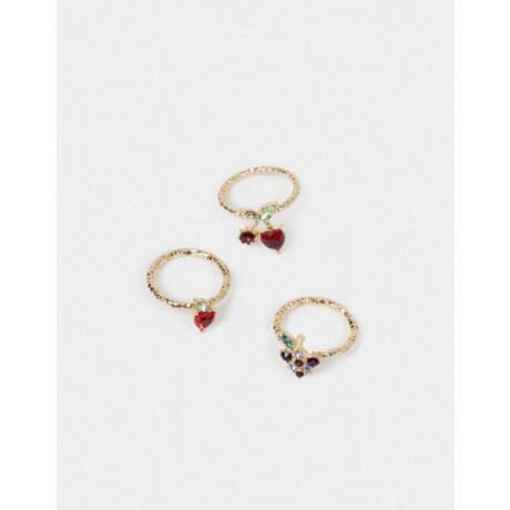 Sets De Anillos Frutas Dorado