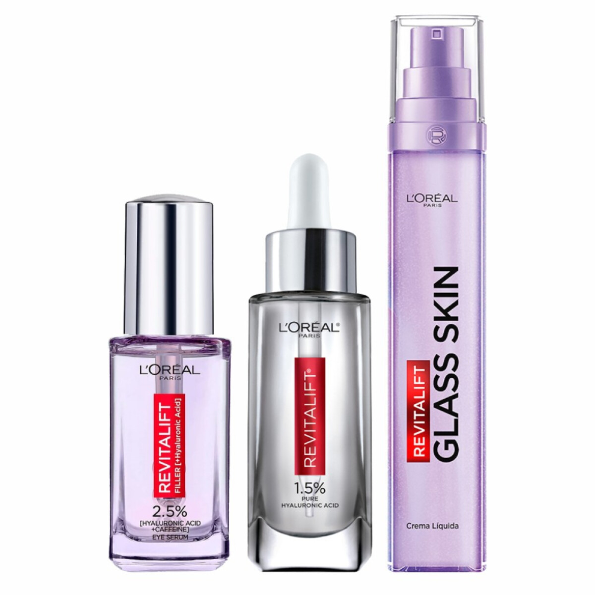 Pack L'Oréal Paris Revitalift Sérum y Contorno de Ojos + Crema Líquida Glass Skin 