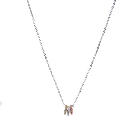Conjunto de cadena y dijes en plata 925 con circonas, LLAMADORES. Conjunto de cadena y dijes en plata 925 con circonas, LLAMADORES.