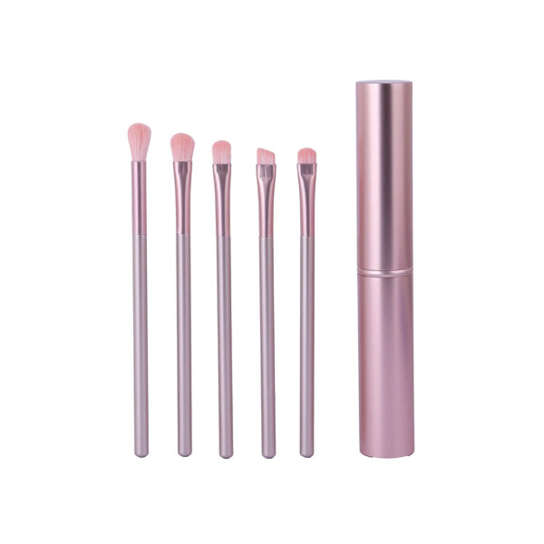 Brocha para ojos con estuche 5pcs rosa