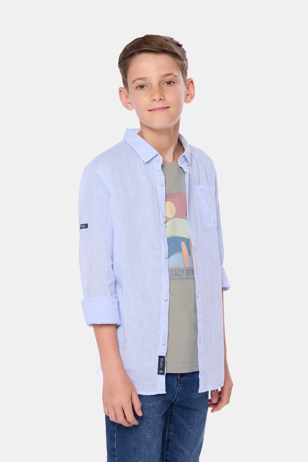 CAMISA DE LINO Celeste