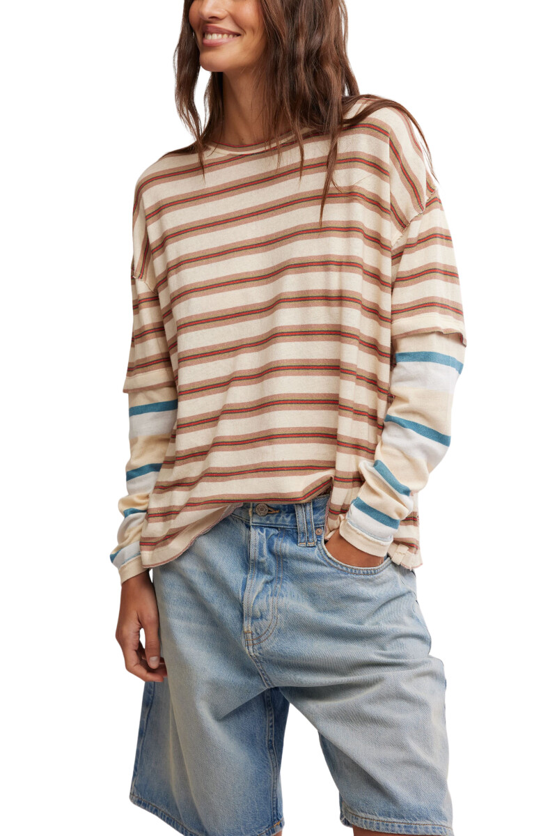 REMERA NINA STRIPE Marfil