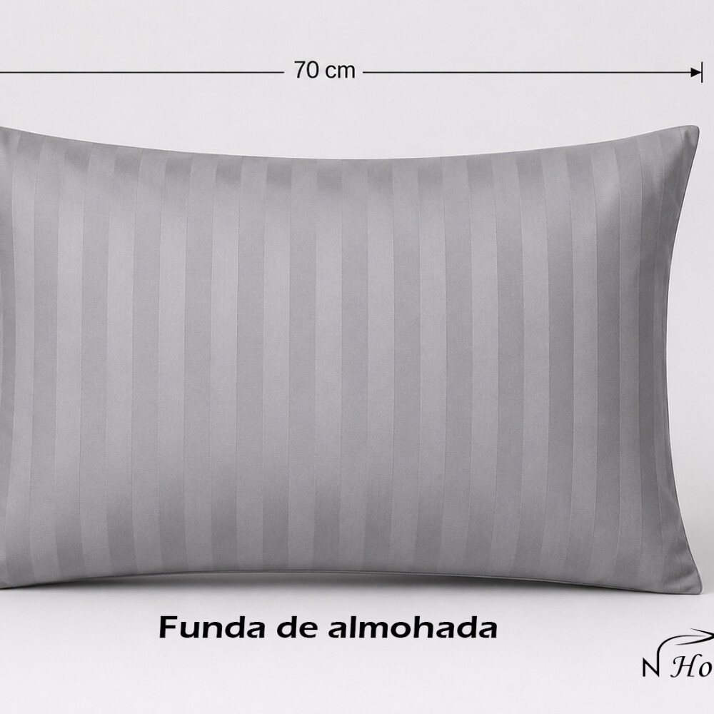 Juego de sábanas KING de tela a rayas Premium 400 hilos Gris