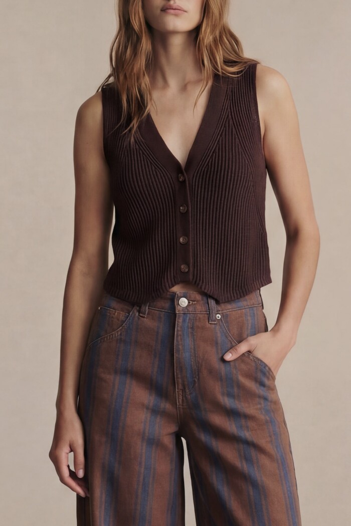 Chaleco Botones Chocolate