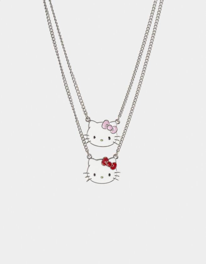 Collares Infantiles Licencias Set De Collares Para Compartir "hello Kitty" - Plateado