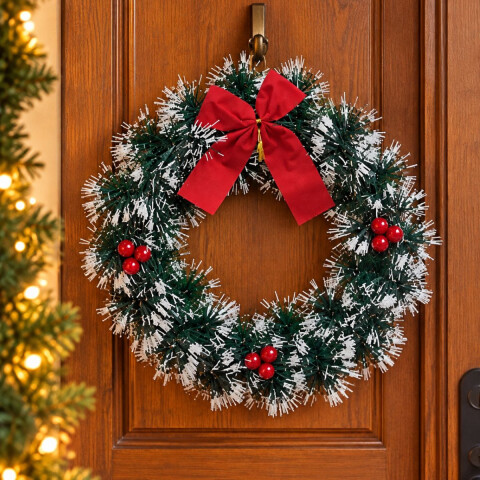 Corna Navidad con Detalles en Rojo Corna Navidad con Detalles en Rojo