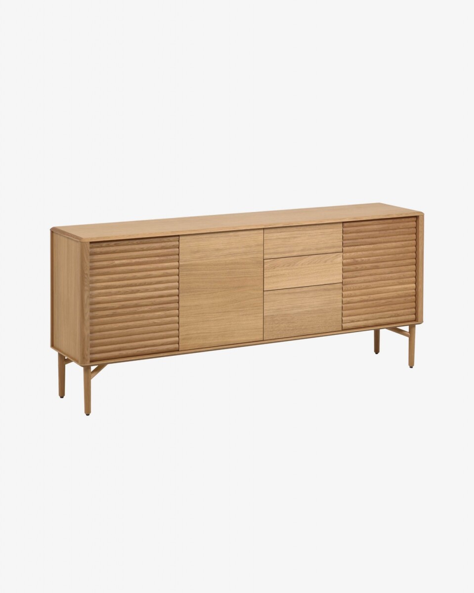 Aparador Lenon - 200 x 86 cm de madera maciza y chapa de roble 