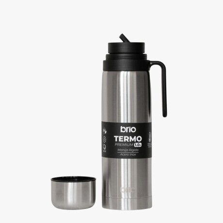 Termo brío premium 1 litro con pico cebador en acero inox Silver