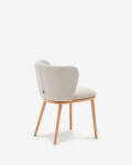 Silla Ciselia chenilla beige y madera maciza de fresno acabado tono natural FSC Mix Credit Silla Ciselia chenilla beige y madera maciza de fresno acabado tono natural FSC Mix Credit