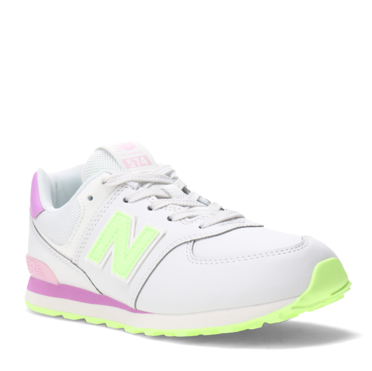 Championes Infantiles New Balance 574 Kids - Gris - Violeta - Amarillo Fluo 