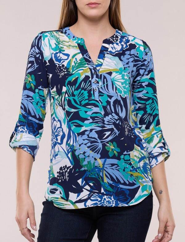 Blusa Gasa Print MULTI/AZUL
