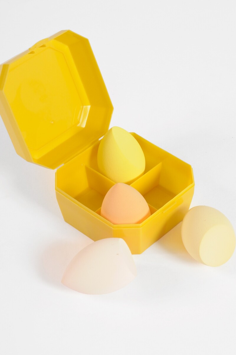Set de cuatro esponjas faciales amarillo