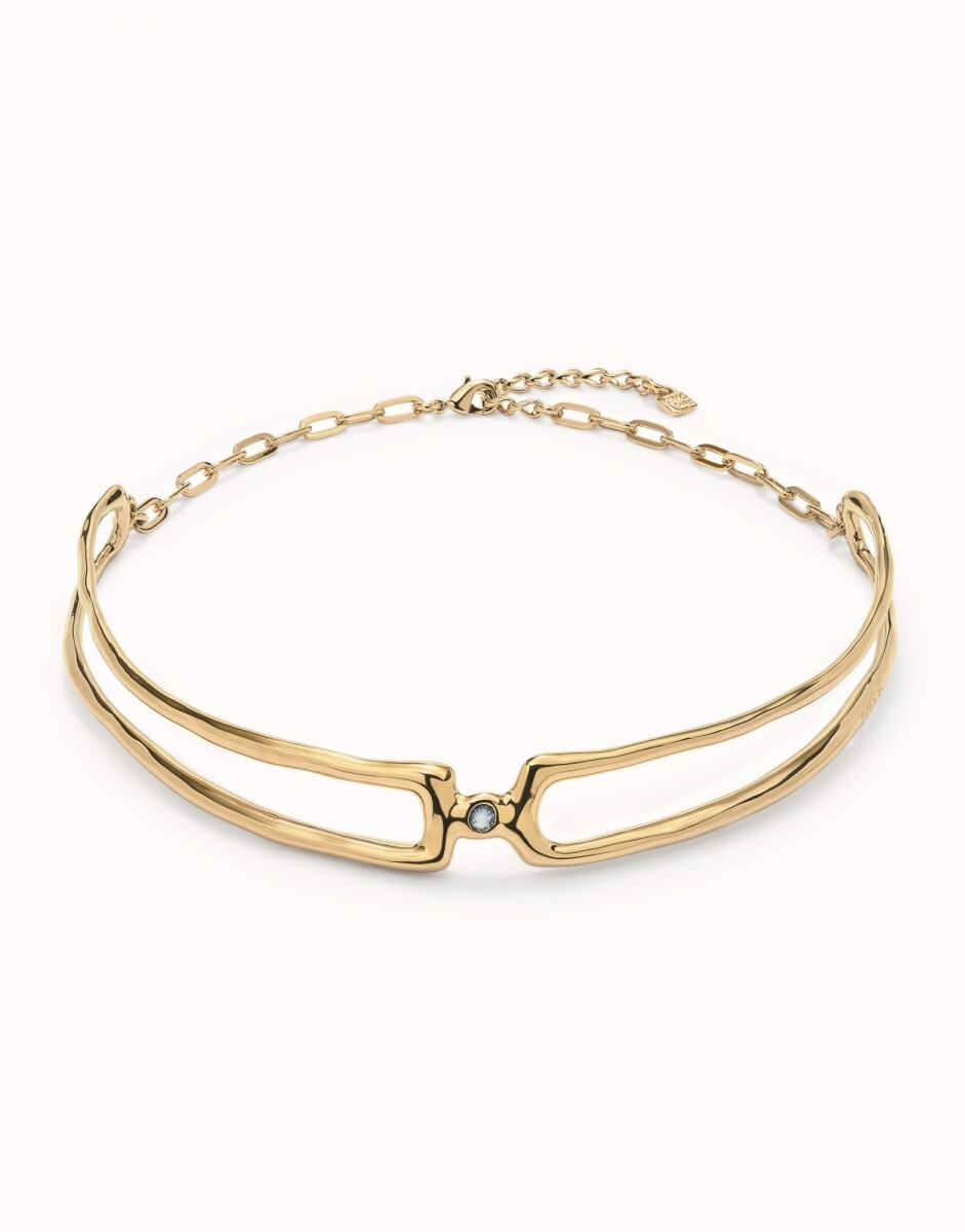COLLAR DOBLE BAÑADO EN ORO 18K CON TOPACIO BLANCO - Colgante 