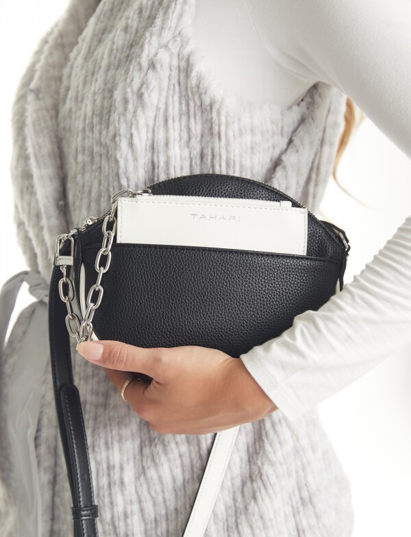 Cartera Crossbody Con Monedero NEGRO/BLANCO