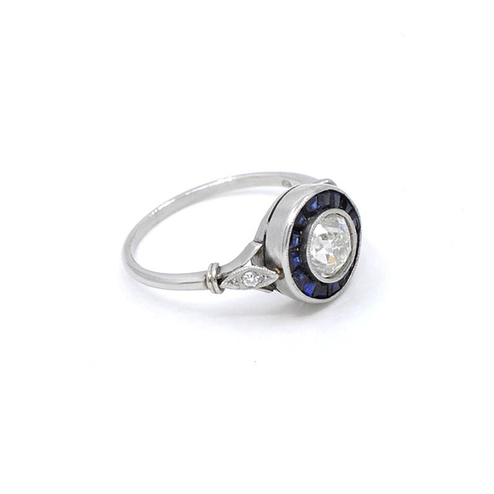 Anillo Platino, Brillantes Y Zafiros Sinteticos Anillo Platino, Brillantes Y Zafiros Sinteticos