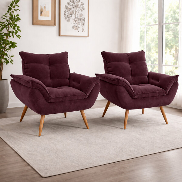 PROMO: Sillón Poltrona Turin 2 unidades Bordó