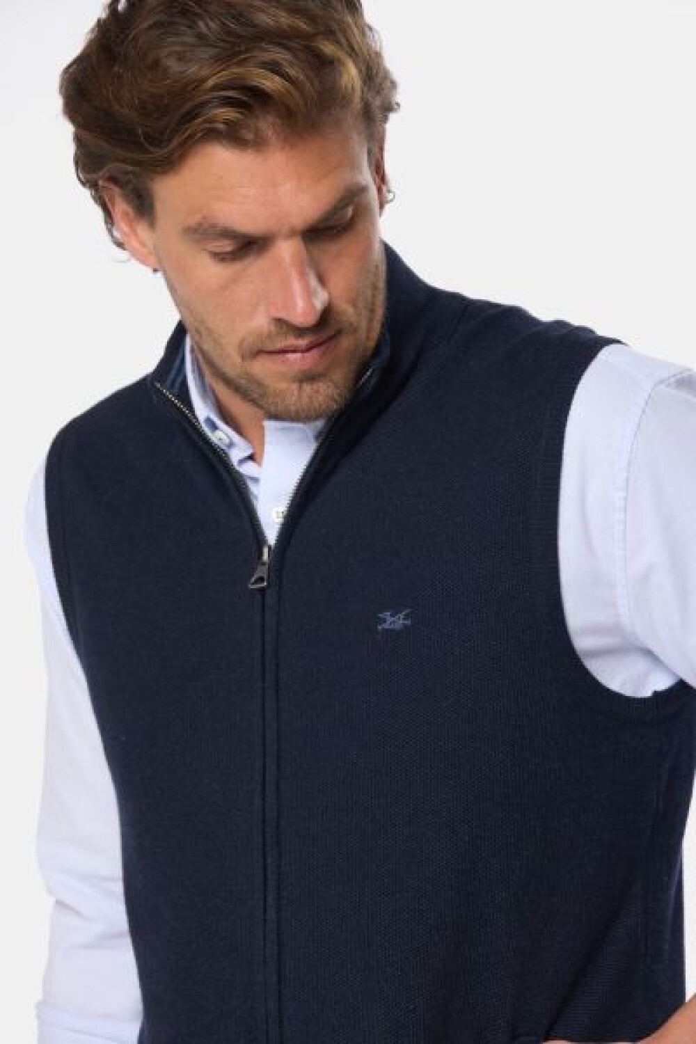 CHALECO TEJIDO DE ALGODON Azul