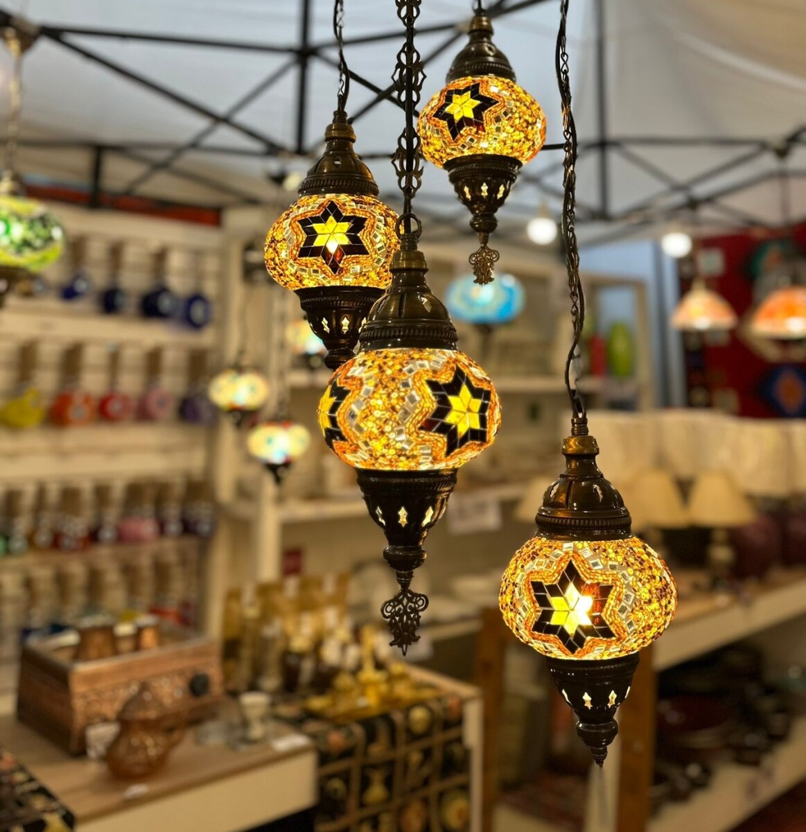 ARAÑA VITRAUX 4 LUCES TM12 - Amarillo 