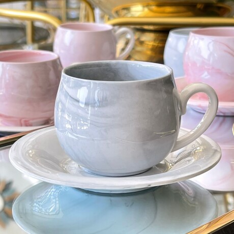 Juego De Café Con Platillos 12 Piezas Gris 150ML Juego De Café Con Platillos 12 Piezas Gris 150ML