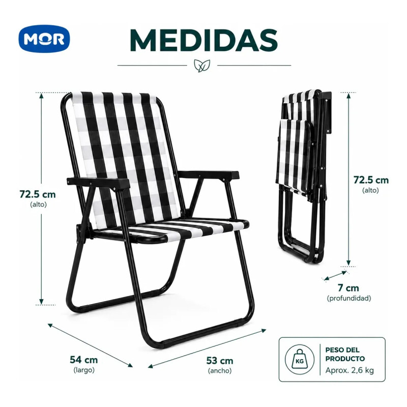 SILLA MOR ALTA ACERO RETRO PLEGABLE MOR 2583 BLANCO Y NEGRO Silla Mor Alta Acero Retro Plegable Mor 2583 Blanco Y Negro