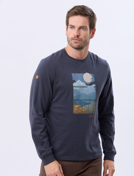 REMERA ESTAMPADA DE ALGODÓN Azul