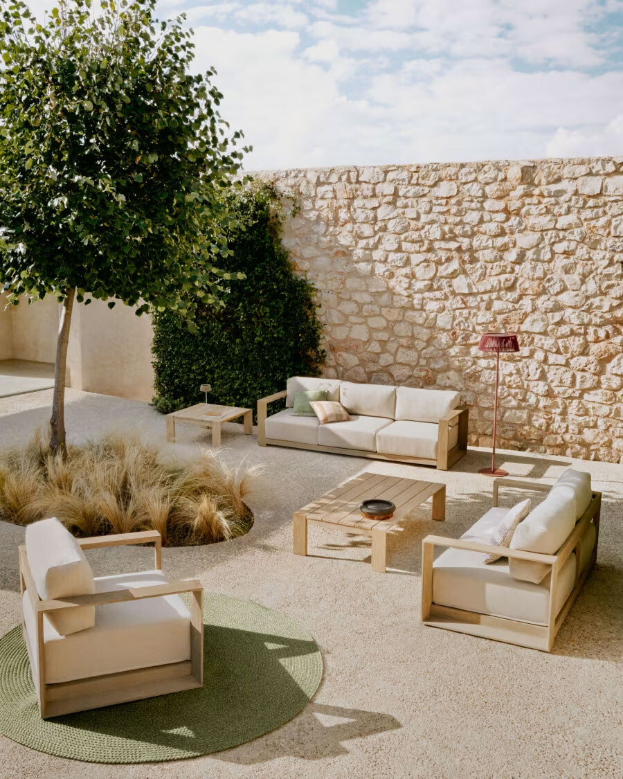 Alfombra Despas en fibras sintéticas beige Ø150 cm verde Ø150 cm