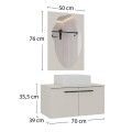 MUEBLE DE BAÑO SUSPENDIDO 70 CM CON ESPEJO SIN BACHA - ARENA MUEBLE DE BAÑO SUSPENDIDO 70 CM CON ESPEJO SIN BACHA - ARENA