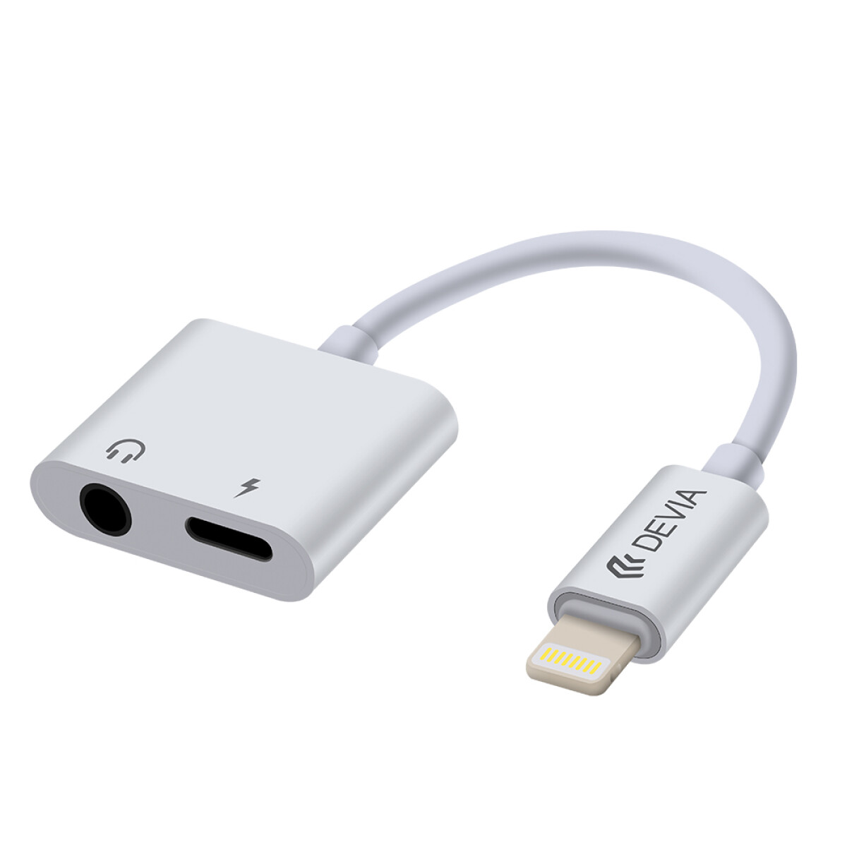 ADAPTADOR DEVIA 2 EN 1 LIGHTNING AUDIO 3.5MM + CARGA - Blanco 