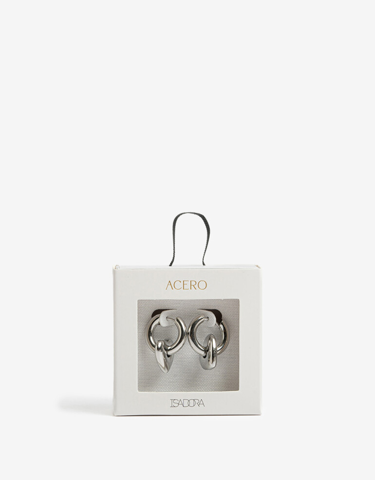Aros Argollas Metal Argollas De Acero Corazón - Plateado