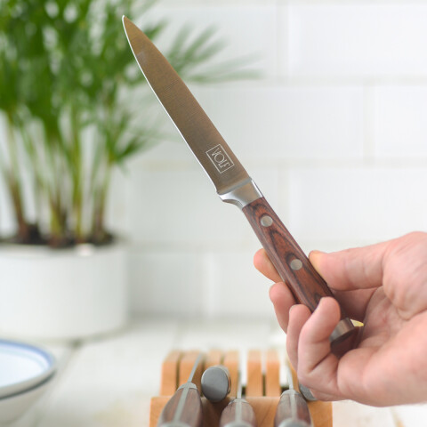 Juego De 6 Cuchillos profesionales con base de madera - Volf Juego De 6 Cuchillos profesionales con base de madera - Volf