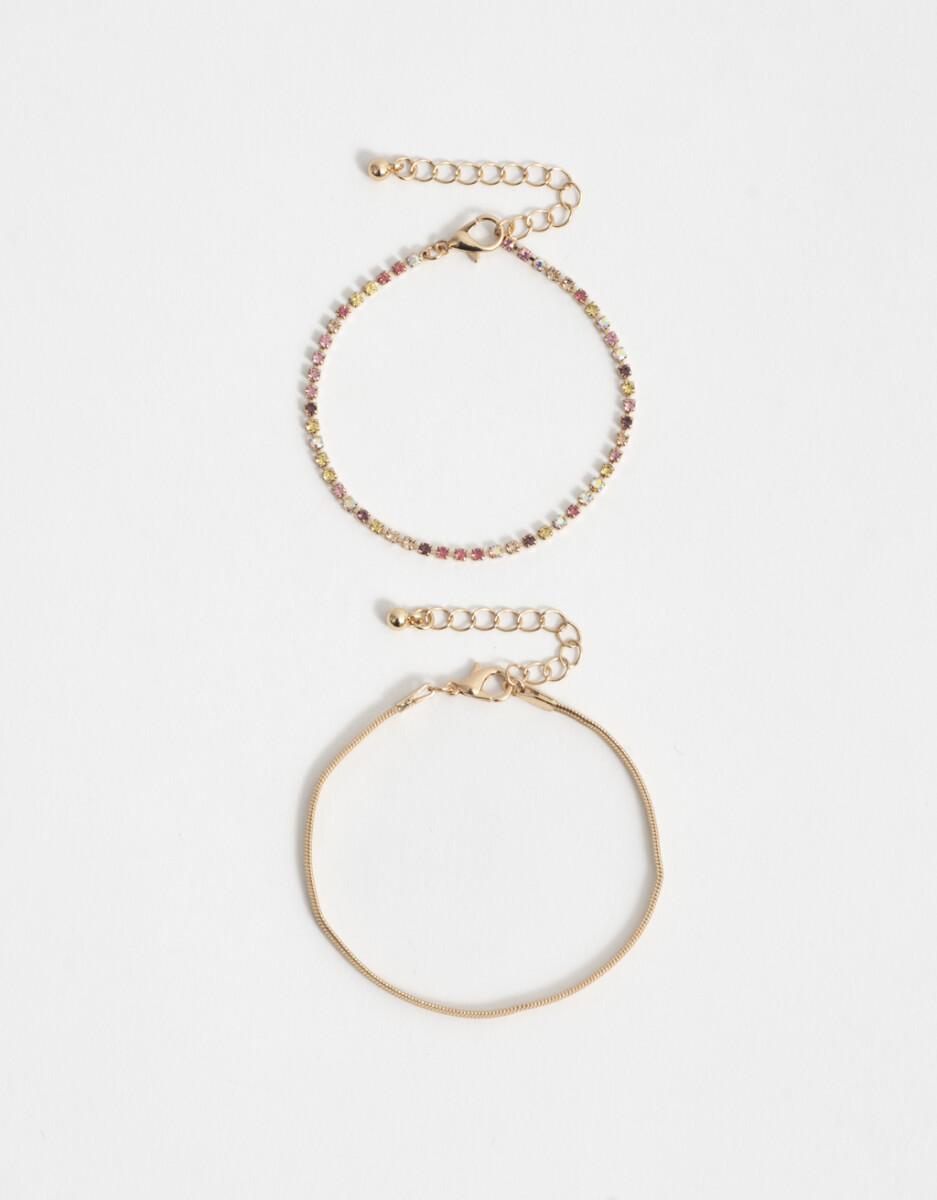 Set De Pulseras Flexibles Bañadas En Oro 