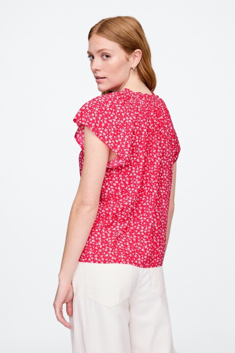 Blusa Manga Corta Mujer Pink Floral