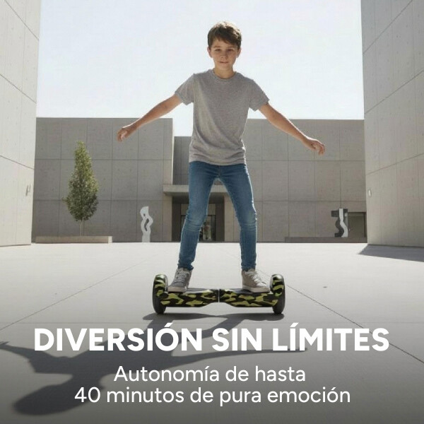 Skate Electrico Hoverboard Gogreen Musica Bt Luces Patineta Diseño Camuflaje