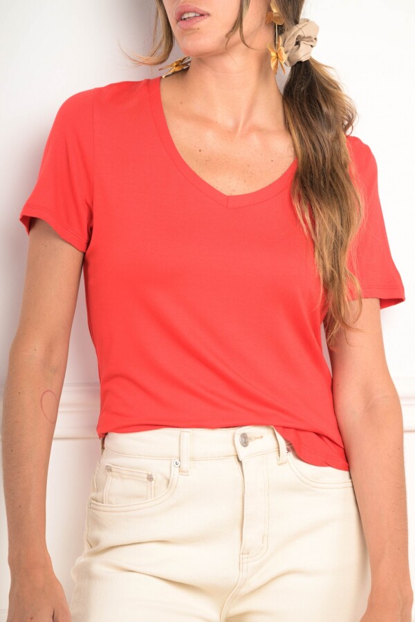 Remera En V Rojo