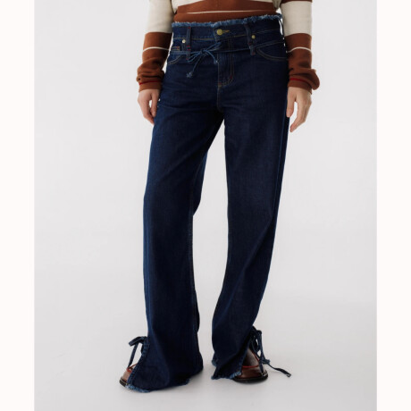 Jean Straight Belt Azul