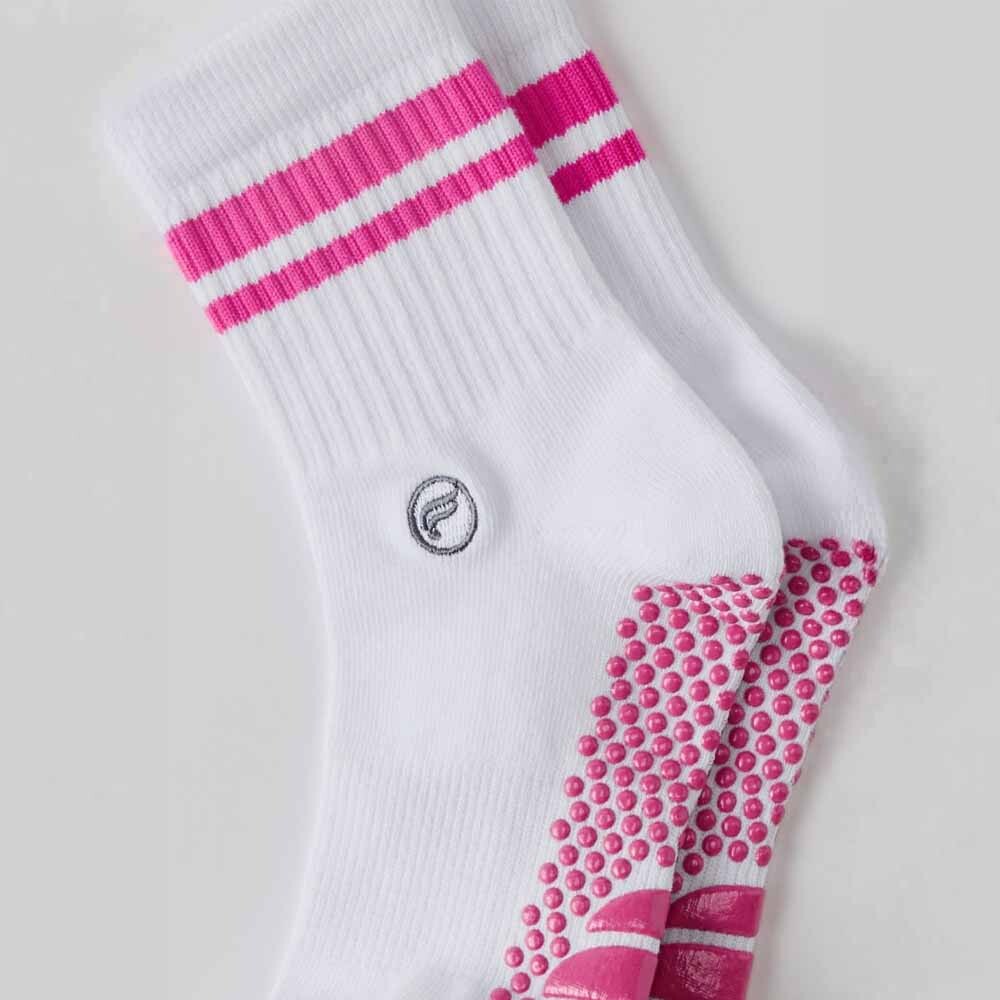Medias The Powerhouse Quarter Crew Grip Sock Hombre Classic White/pink Crush Str