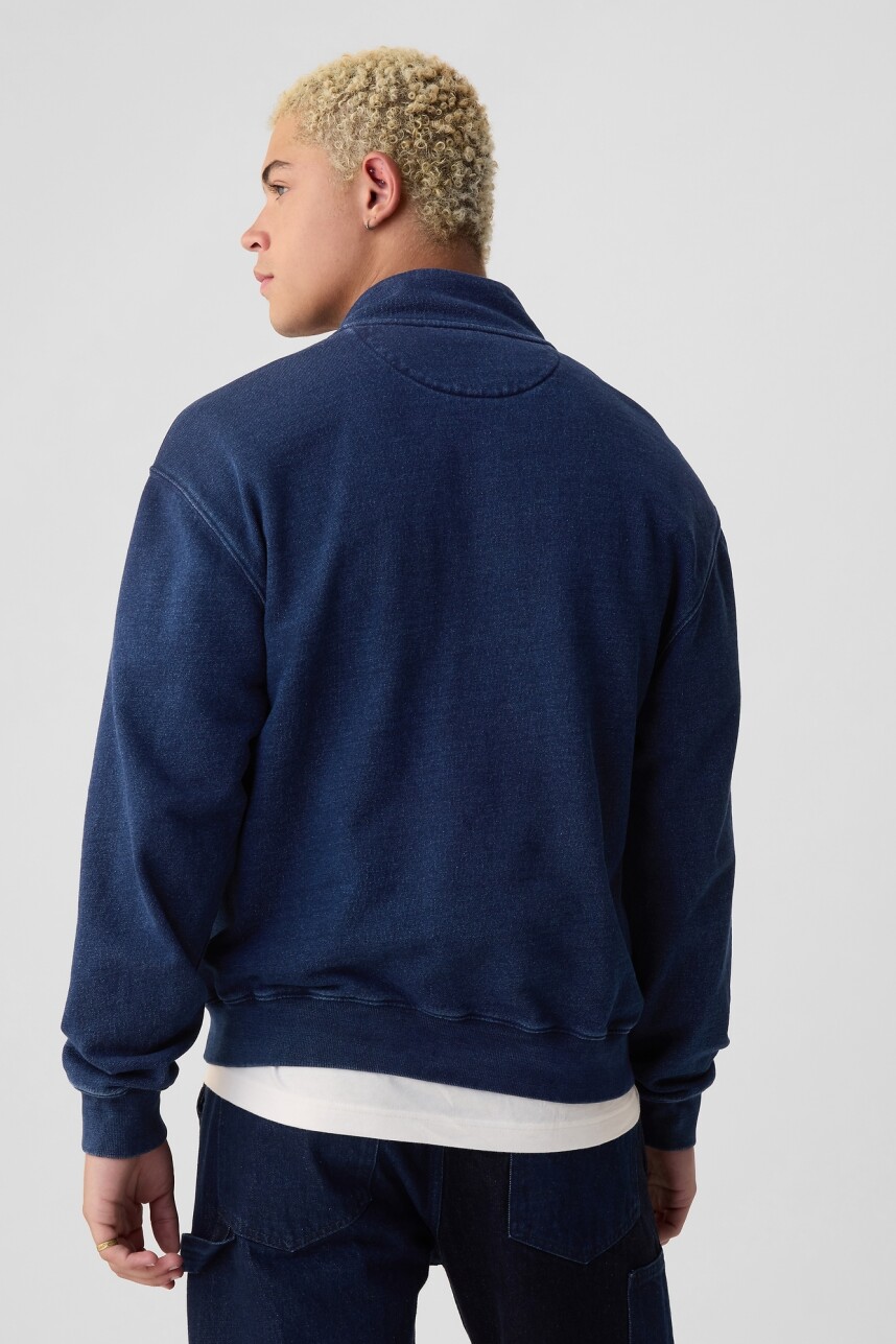Buzo Deportivo Logo Medio Cierre Hombre Dark Indigo