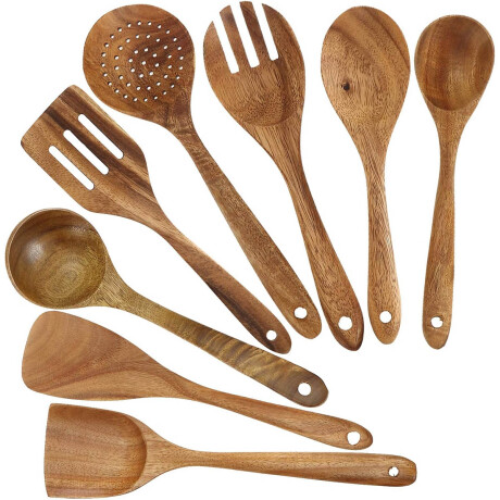 Set Utensilios Cocina Madera X9 Cucharones Calidad Set Utensilios Cocina Madera X9 Cucharones Calidad