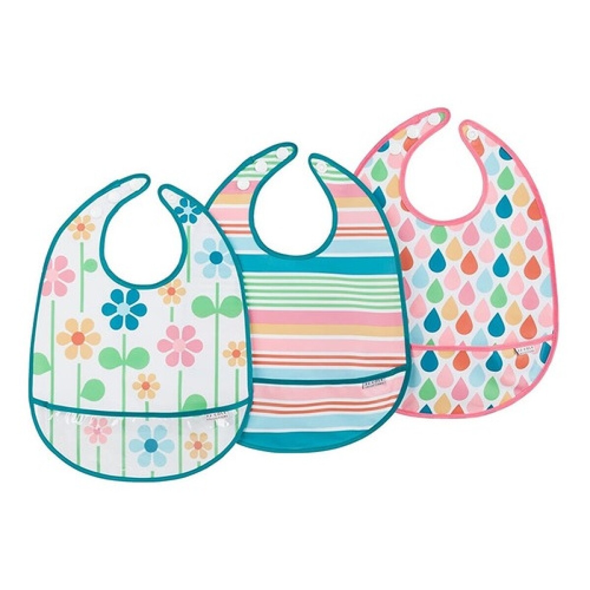 Set x3 baberos JJ Cole ajustables con bolsillo - Summer Garden 