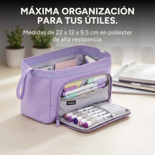 Cartuchera Escolar Liceal Organizador 22cm Gran Capacidad Color Violeta